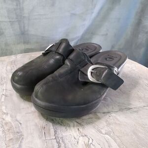 Crocs Shoes Womens Size 8 Cobbler Buckle Slip On‎ Mule Clogs Black Wedge 15513
